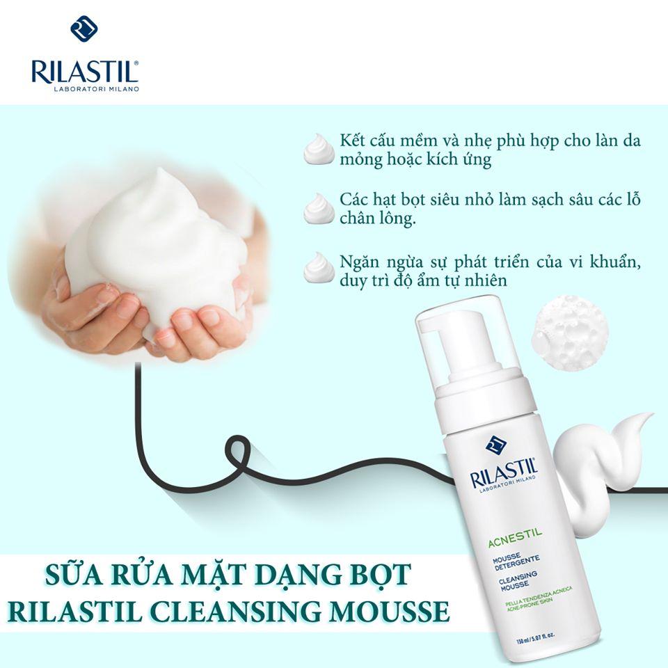 Bọt rửa mặt dành cho da mụn Rilastil Acnestil Face Cleansing Mousse 150ml