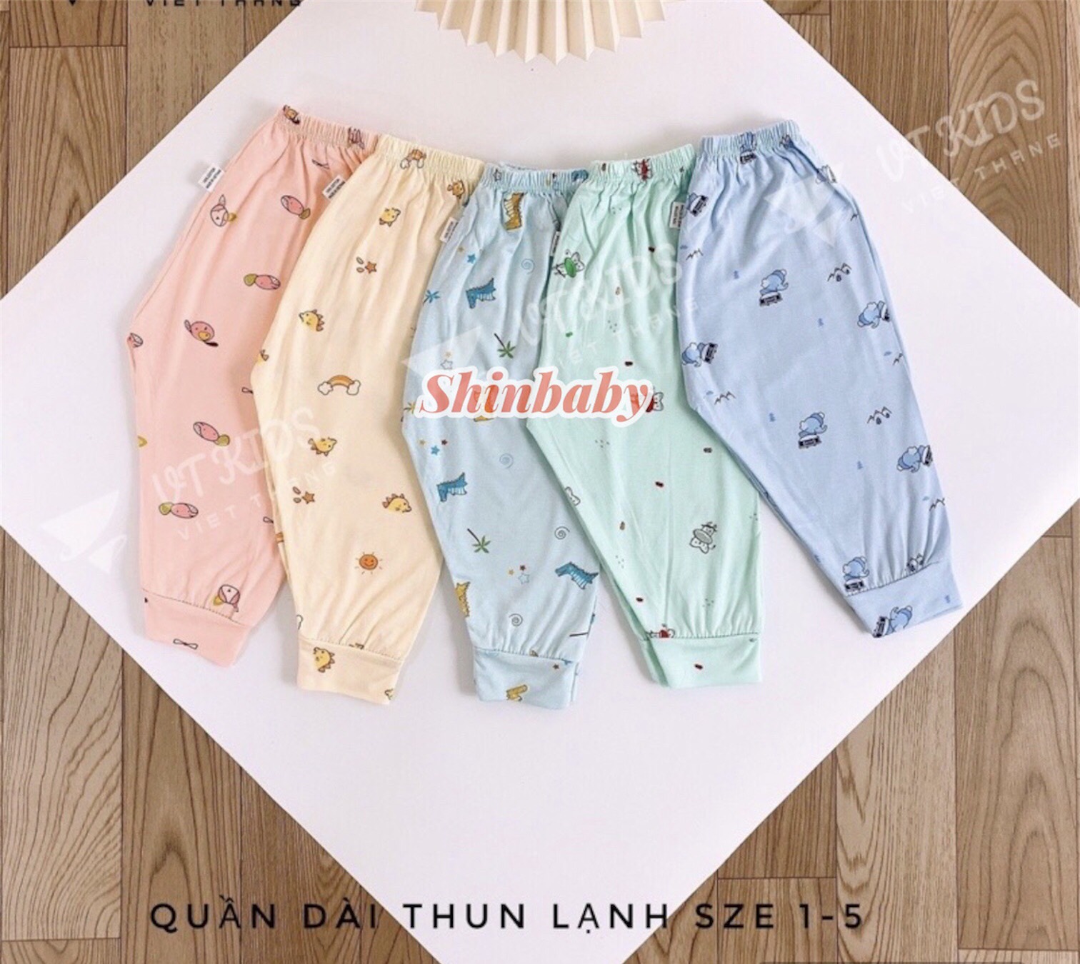 Set 10 quần dài thun lạnh mềm mát nhiều hình siêu xinh cho bé