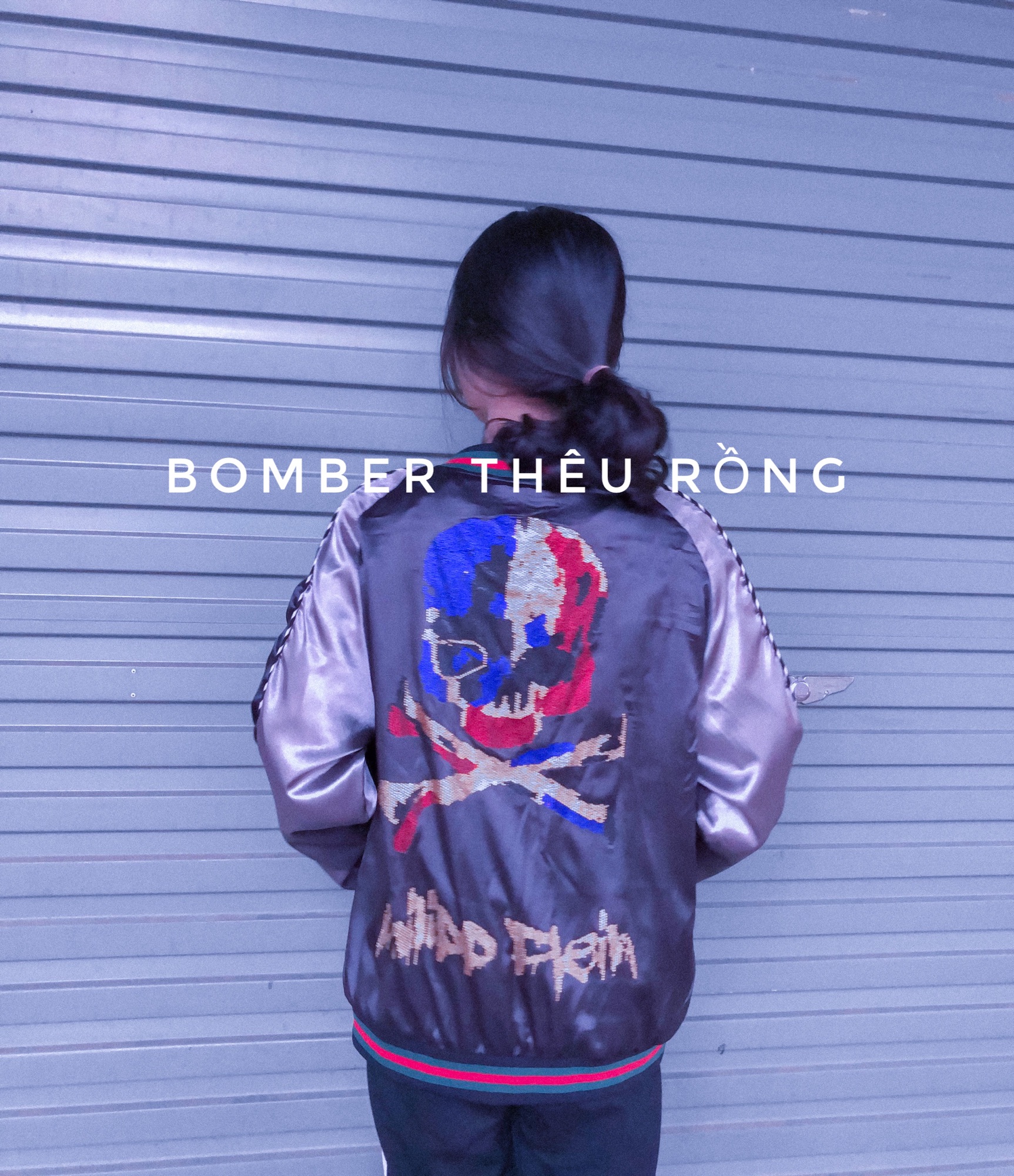 [giá sập sàn] áo khoác bomber đính đá đầu lâu ( không đinh tay)