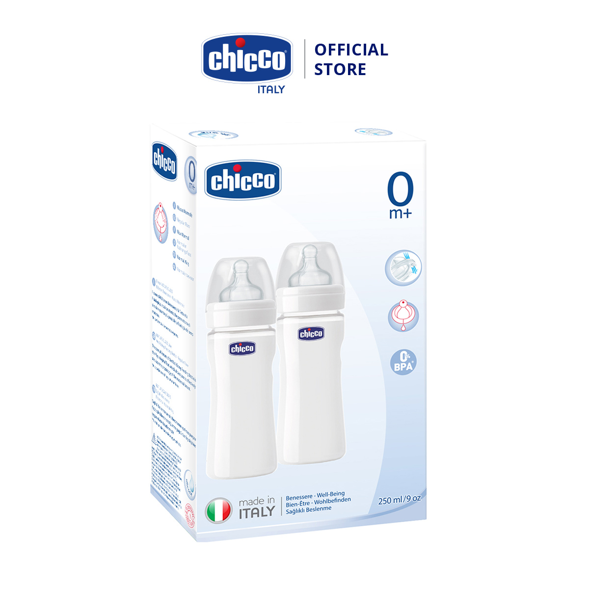 Bộ 2 bình nhựa Chicco núm silicon