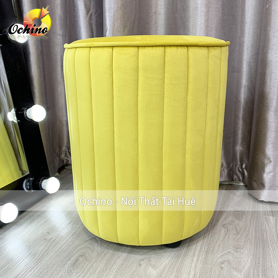 ( FREE SHIP ) Ghế Bàn Trang Điểm Bọc Nỉ, Đôn Tròn Phong Cách Hiện Đại Cao 45 Đường Kính 35 ( Hình thật và video)