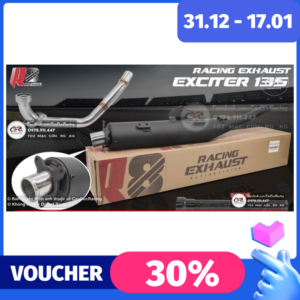 Pô R8 chính hãng EX135 EX150 WINNER - lắp như zin - âm thanh ấm pô Rất đẹp