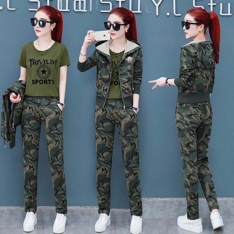 Combo 3 món sét bộ thể thao phối lính có nón cực ngầu