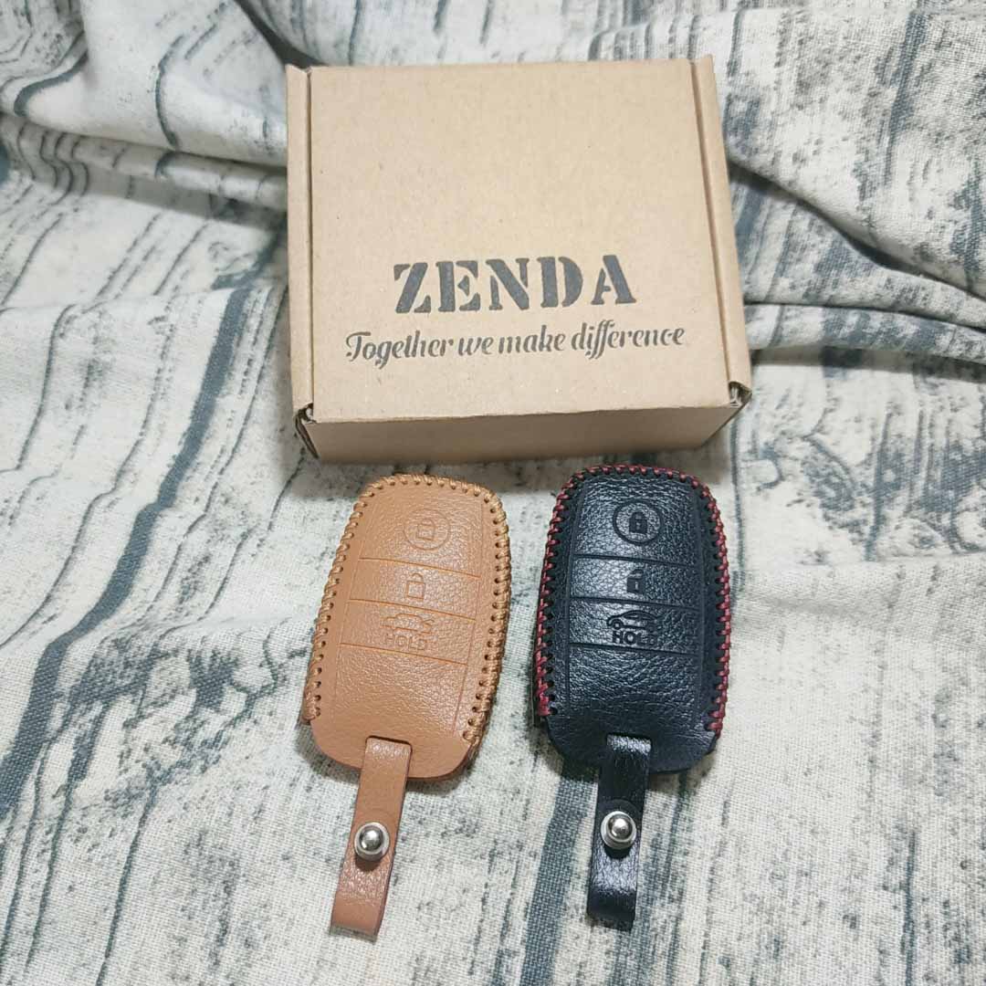 Bao da 3 nút chìa khóa smartkey xe hơi Kia