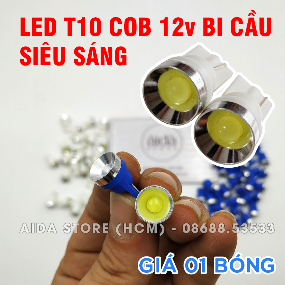 [HCM]01 bóng đèn LED T10 COB 3w bi cầu siêu sáng lắp demi mặt đồng hồ xe máy ô tô 12v