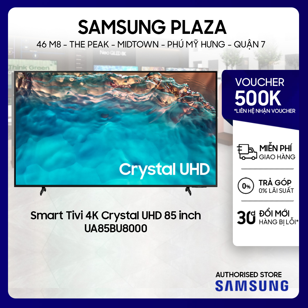 85bu8000 - smart tivi samsung crystal uhd 4k 85 inch ua85bu8000 ua85bu8000kxxv + tặng 01 loa tháp mx-t40