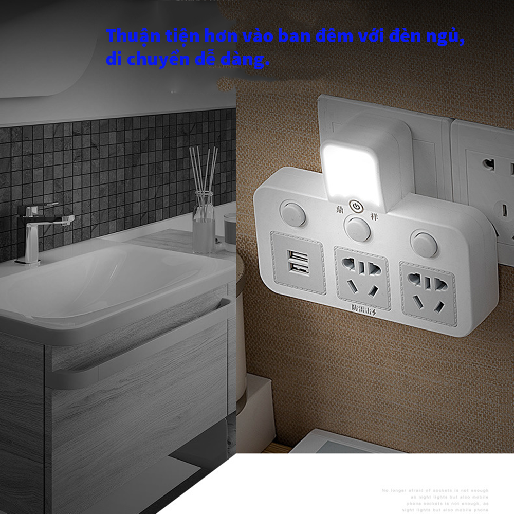Smart power outlet - 2-pin power plug - Induction nightlight power socket - Multi-function usb power outlet - Heat-resistant electrical outlet with separate switch