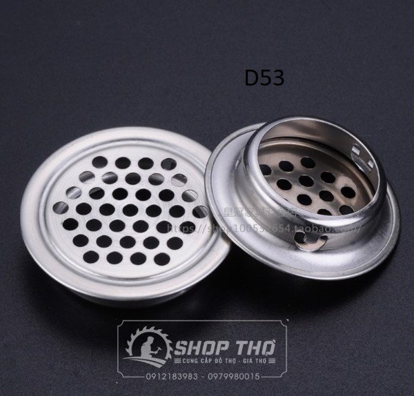 Nắp thông hơi hậu tủ cỡ d35, d53mm inox