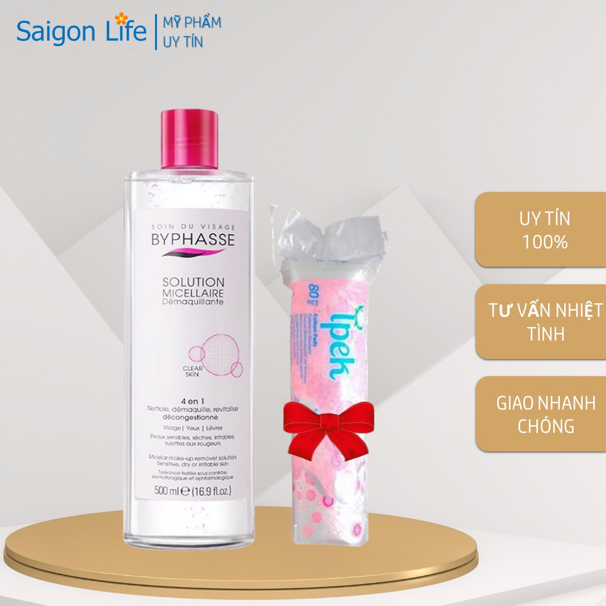 [TẶNG BÔNG] Nước Tẩy Trang Byphasse Micellar Make-up Remover Solution 500ml