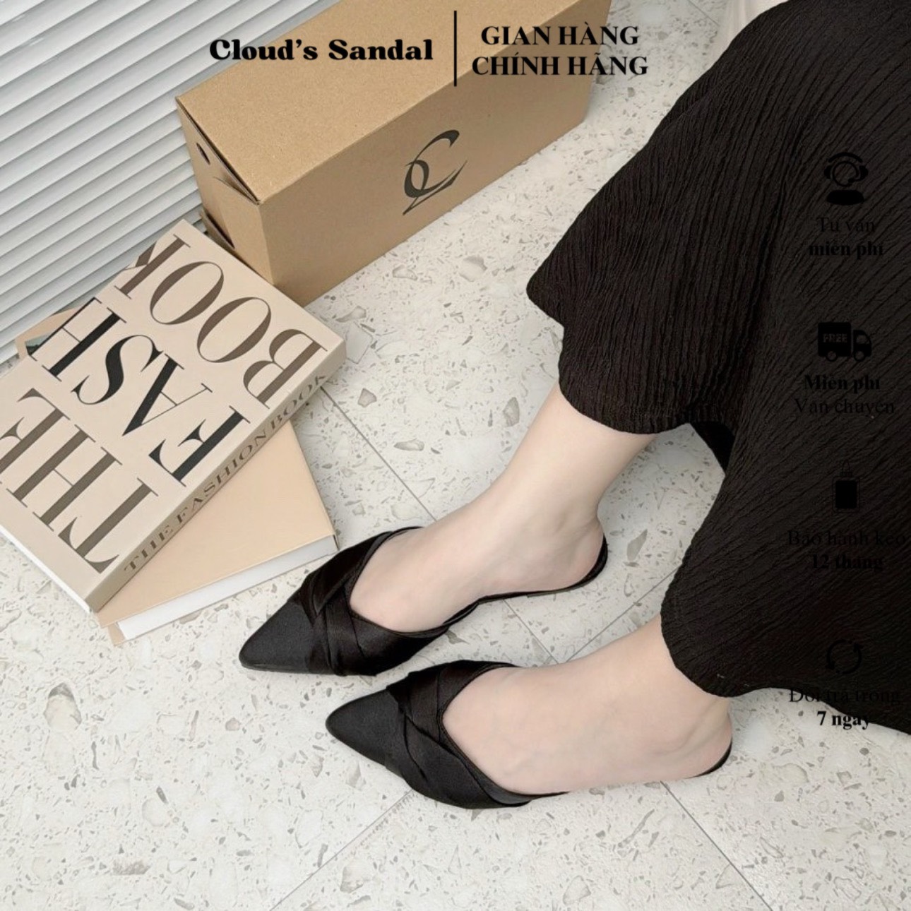 Giày bệt mũi nhọn xoắn chéo kiểu dáng trẻ trung dễ mang hàng ngày Cloud The Shoes