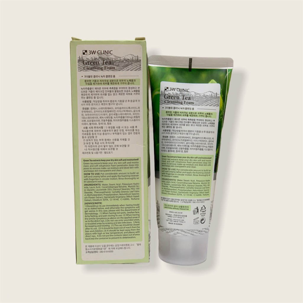 Sửa rửa mặt trà xanh 3W Green Tea hàn quốc