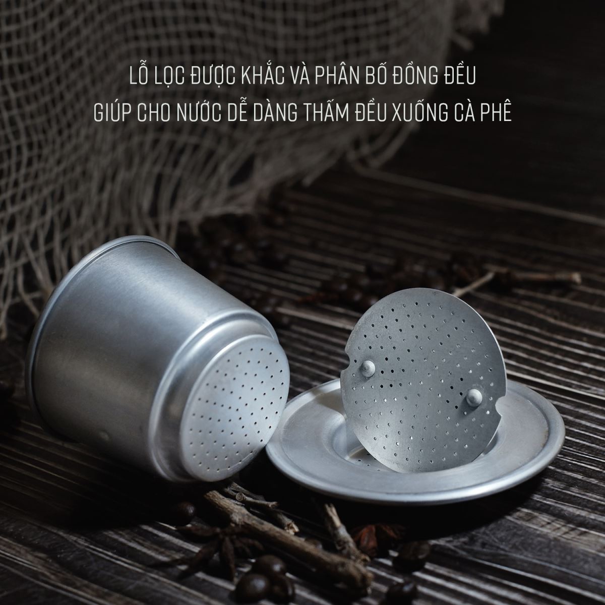 Phin pha cà phê Trung Nguyên( Nhôm Không Hoa Văn)