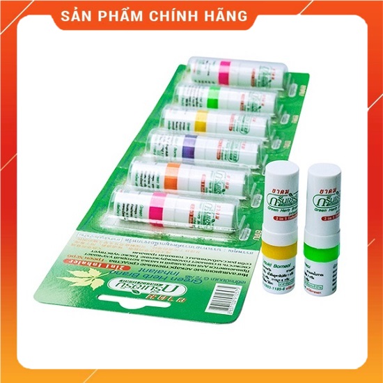 Combo 6 Ống Hít Thông Mũi 2 Đầu GREEN HERB Thái Lan Chính Hãng