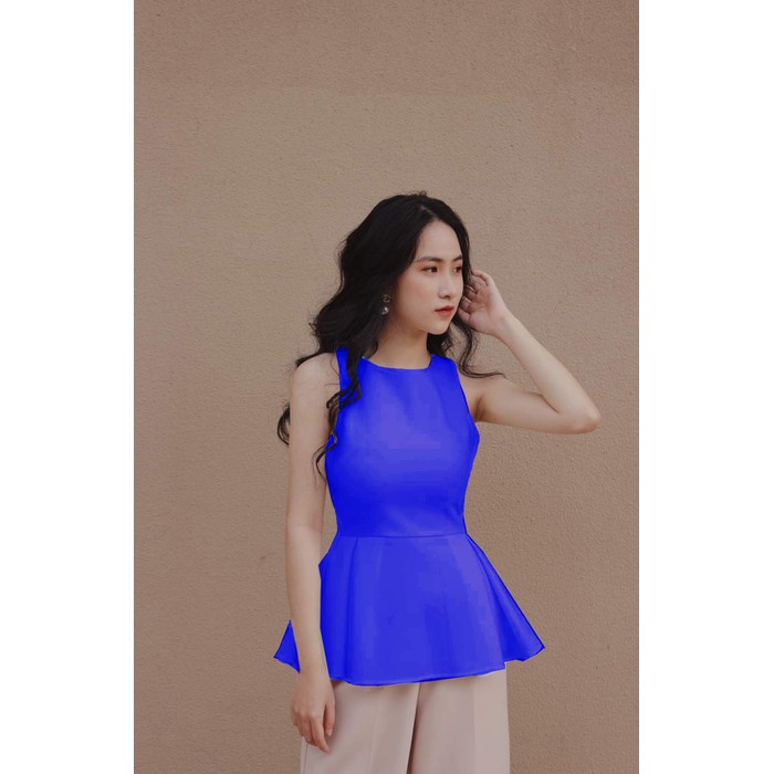 [HCM]ÁO PEPLUM CỔ TRÒN SÁT NÁCH SANG CHẢNH
