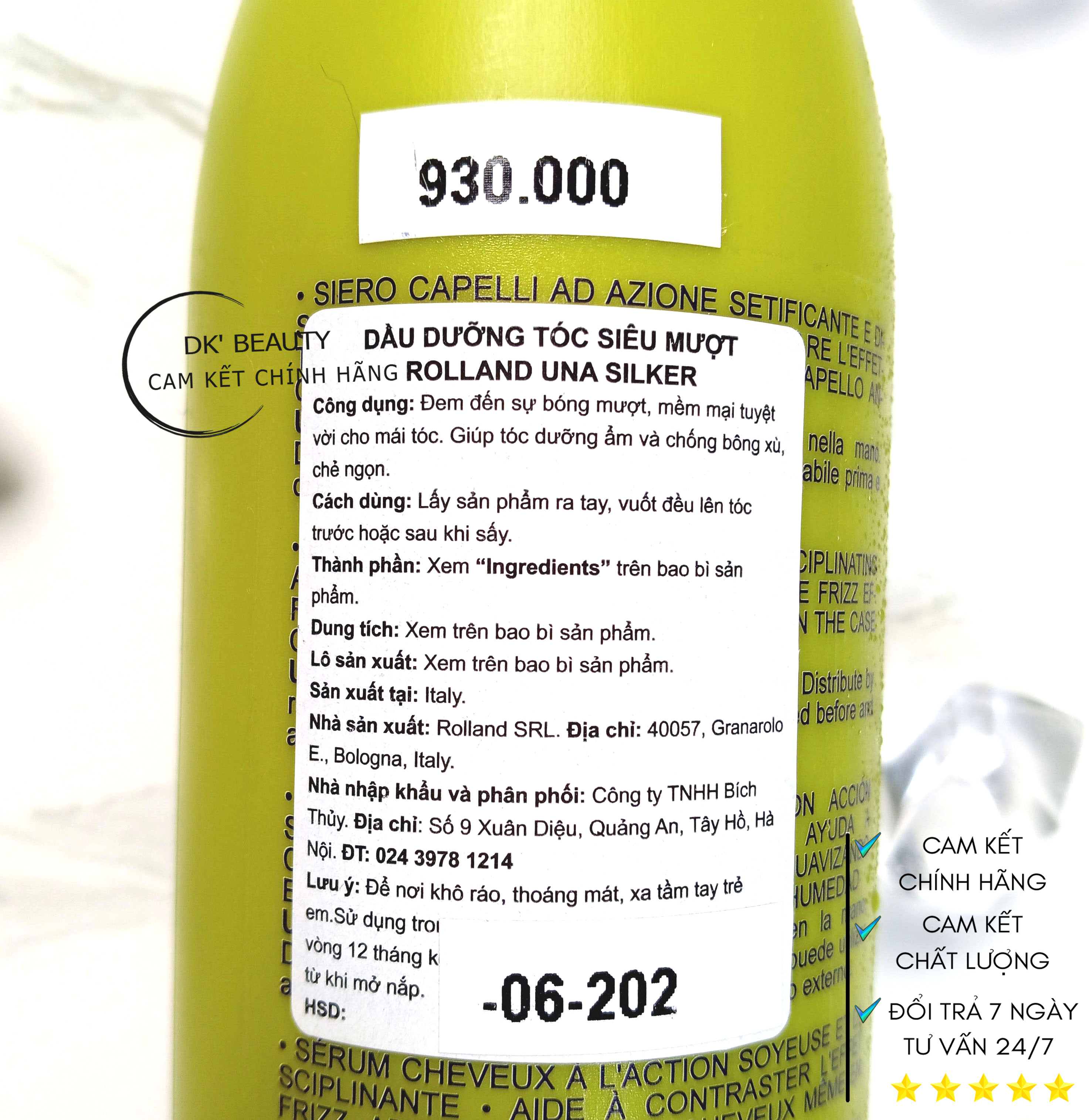 TINH DẦU DƯỠNG TÓC SILKER SIÊU BÓNG MƯỢT - 150ML - ROLLAND UNA