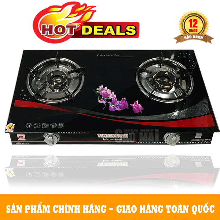 Bếp Ga Đôi Mặt Kính Cường Lực WATASHI WA -7011K - Bếp Gas Đơn Kính Cao Cấp Chén Đồng Điếu Inox Watashi WA-014 AMG