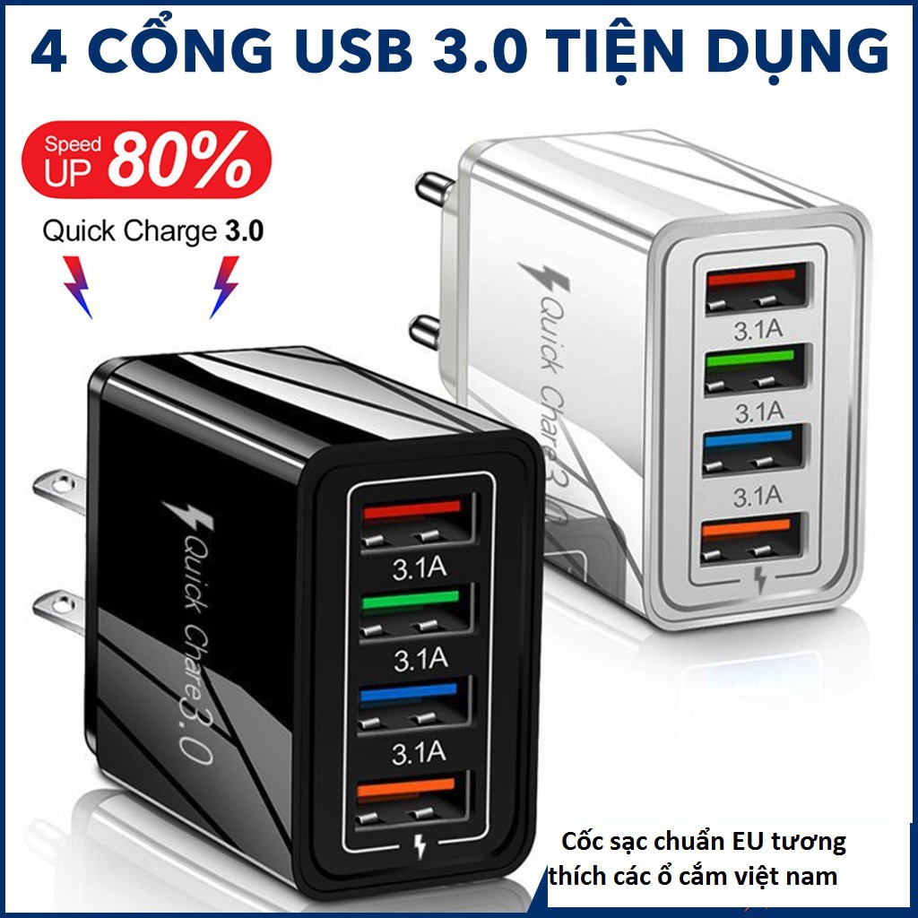 Củ Sạc Nhanh Quick Charge 3.0 20W Hỗ Trợ Mọi Dòng Điện Thoại Chip Sạc Thông Minh Không Hại Máy Chống Nước IPX7, Củ Sạc Iphone, Củ Sạc Nhanh Củ Sạc Điện Thoại