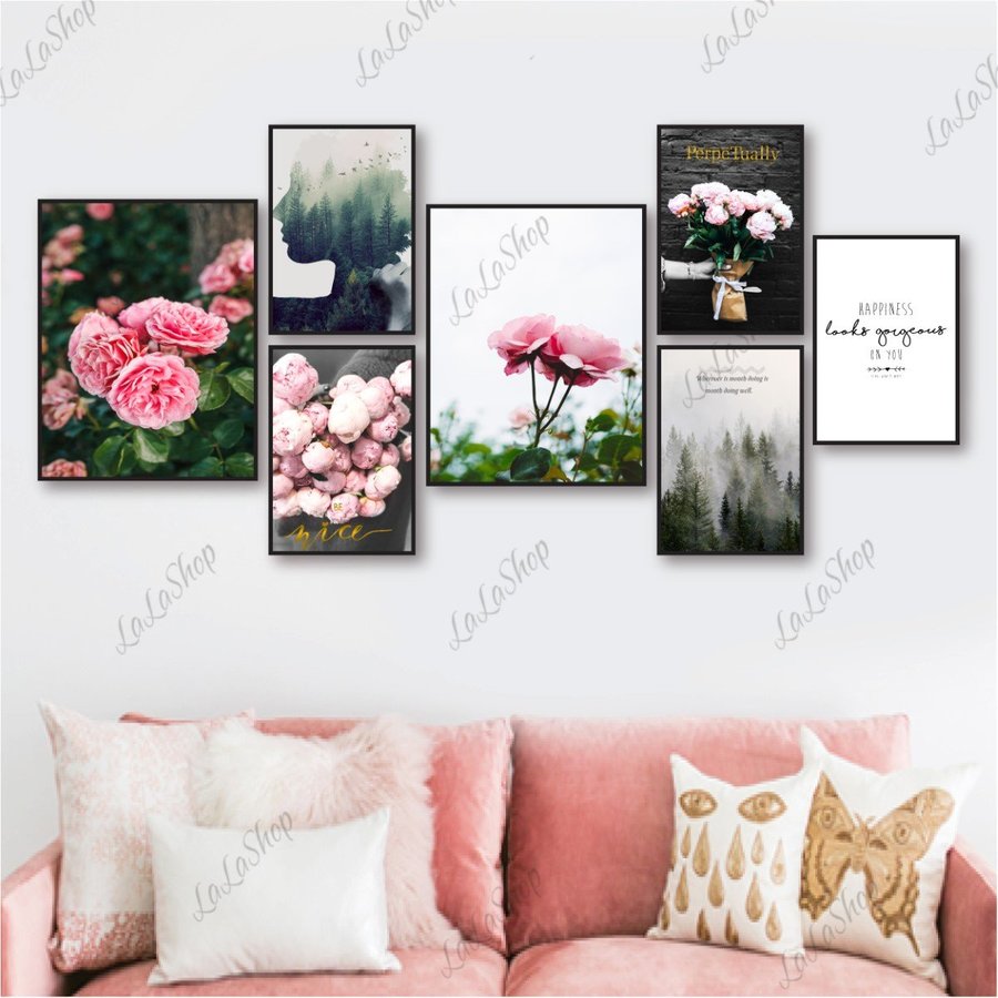 Combo 7 tấm - Bộ tranh dán tường in formex giá rẻ - Có ảnh thực tế - Tranh treo tường phong cảnh nghệ thuật nhiều kích thước tranh bộ treo phòng ngủ đẹp