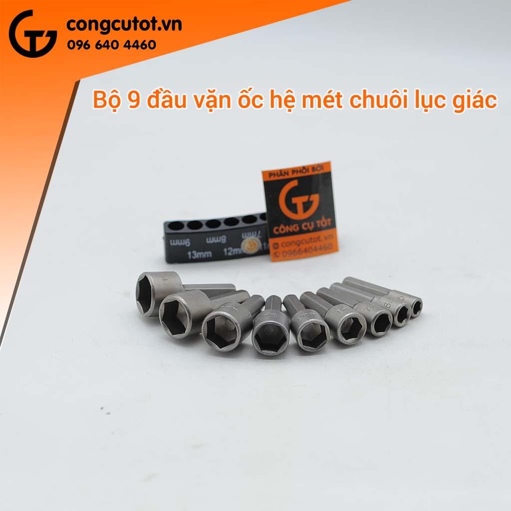 Bộ 9 khẩu vặn ốc chuôi lục