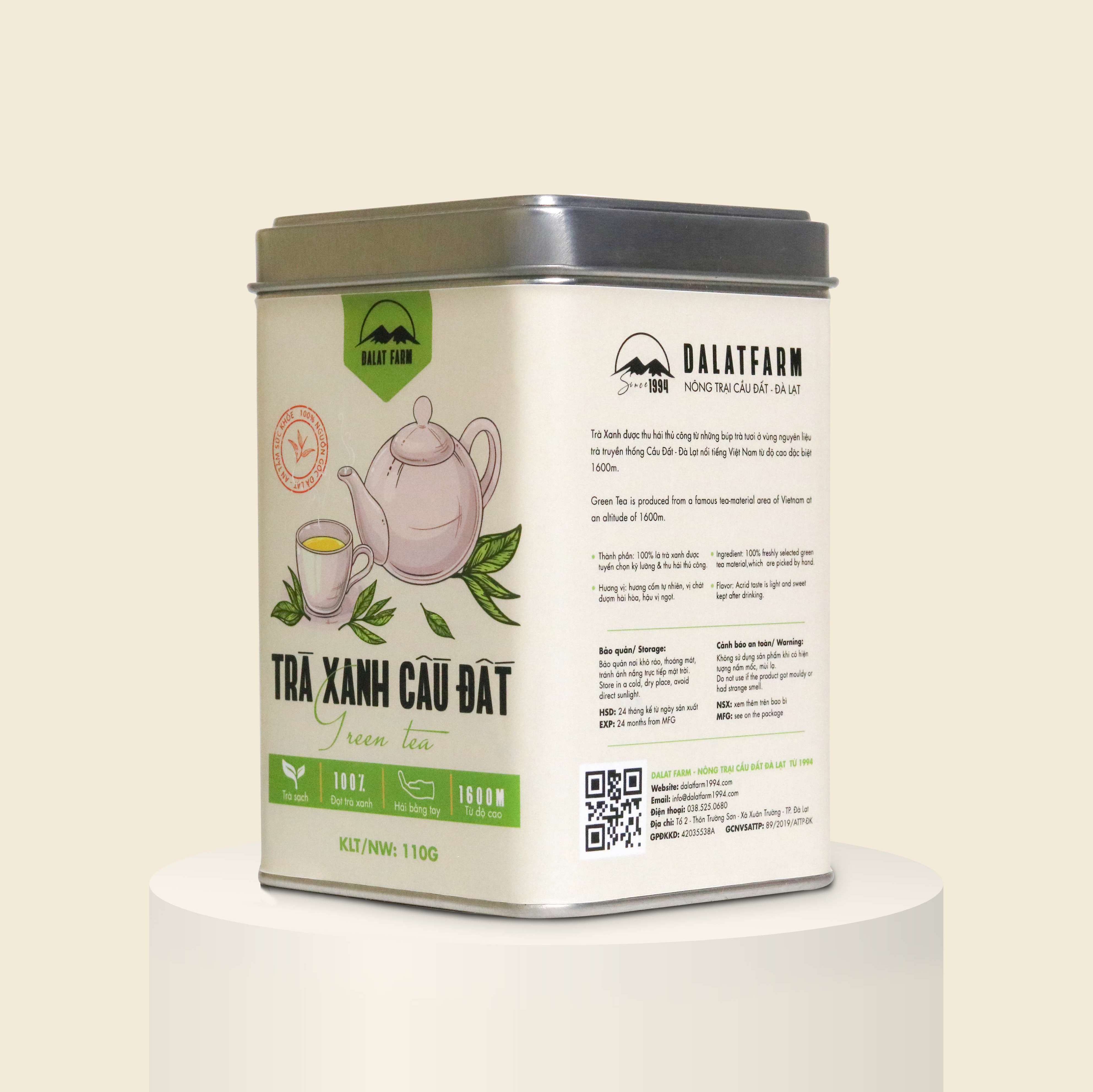 Trà Xanh DalatFarm - Hộp 110 g