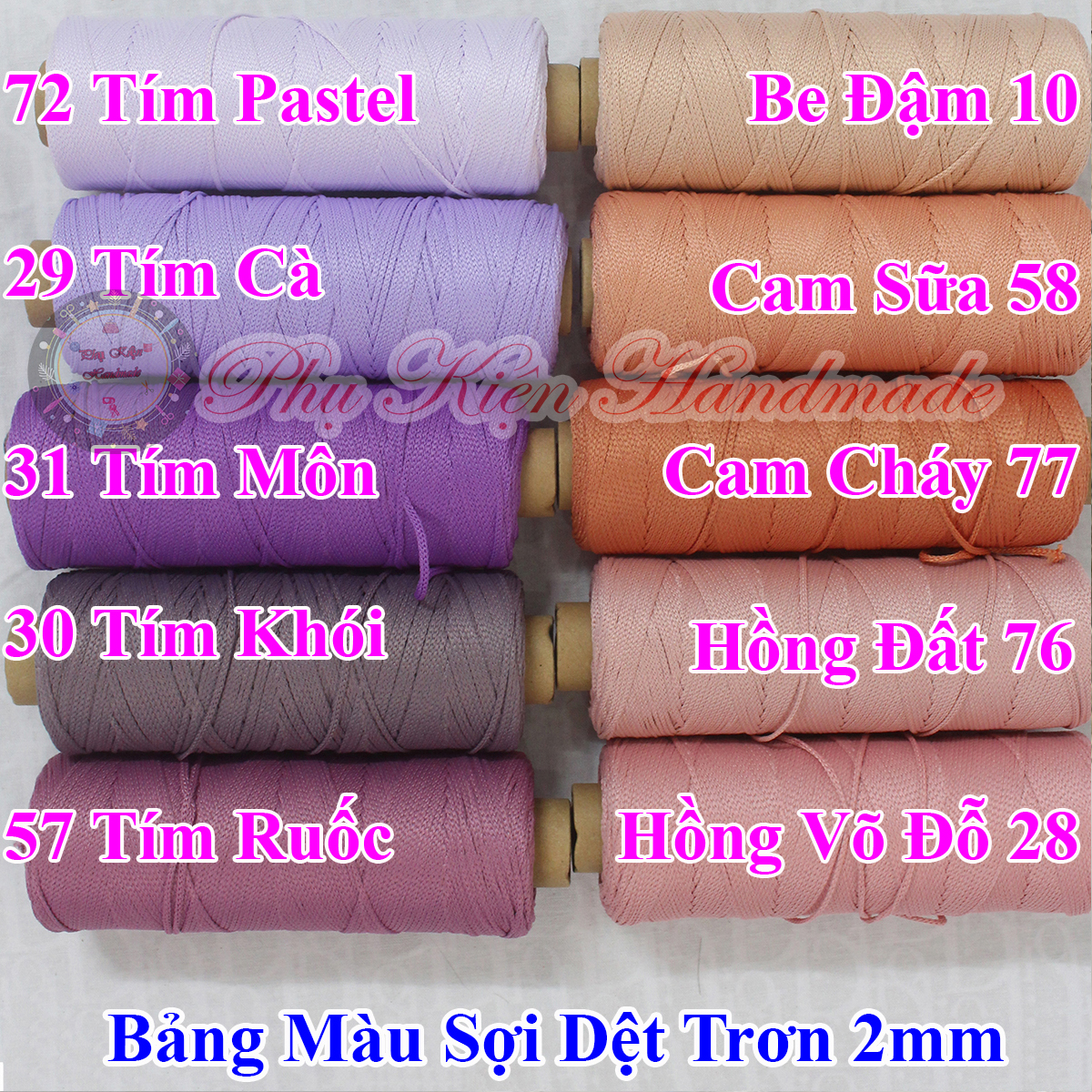 Sợi Dệt Trơn 2mm (Mã màu 01 - 78)