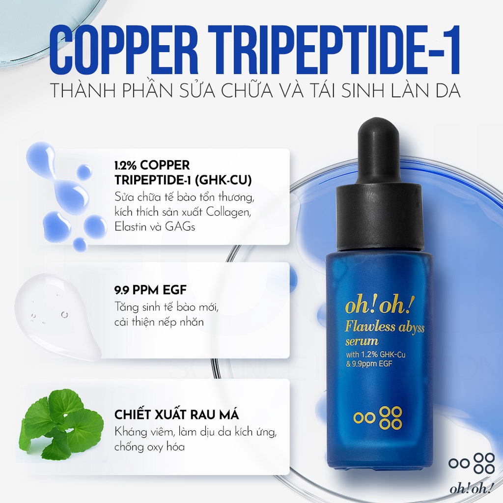 Tinh Chất oh!oh! Flawless Abyss Serum (with 1.2% GHK-Cu & 9.9ppm EGF) 15g