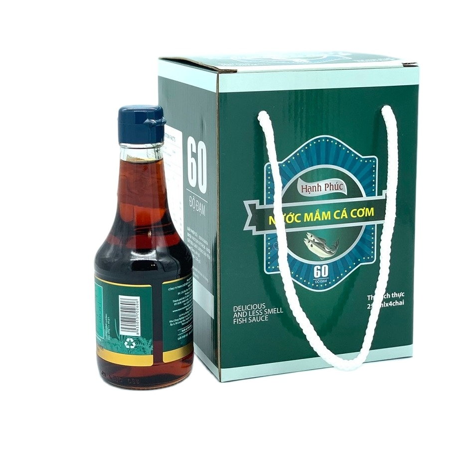 (Hộp 4 Chai 250ml- Thùng XỐP) Nước mắm Hạnh Phúc 60 độ đạm
