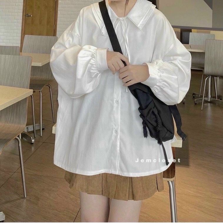 Áo sơ mi trắng cổ PETET buộc nơ tay bồng thanh lịch/ Áo sơ mi nữ form rộng unisex R543 | Lazada.vn Áo Sơ Mi Trắng Cổ Petet Buộc Nơ Tay Bồng Thanh Lịch/ Áo Sơ Mi Nữ Form Rộng Unisex R543 | Lazada.Vn