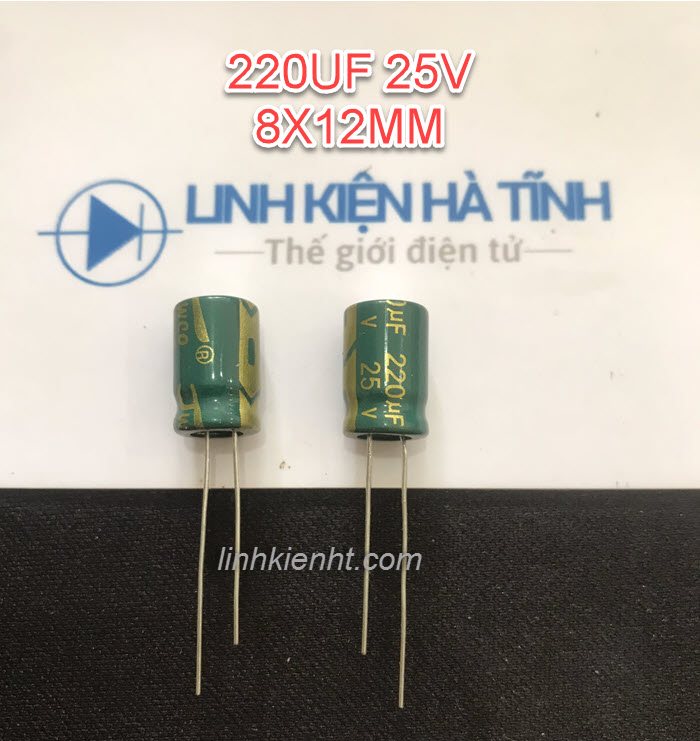 20 con tụ hóa 220uf 25v 8x12mm tụ xanh 220uf 25v