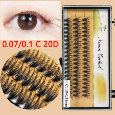 CRV0535 Women Professional 8-12mm Volume Thick Eyelash Clusters Soft Bunches 20D Lashes Extension Individual Eyelashes Grafting Eyelash False Eyelashes