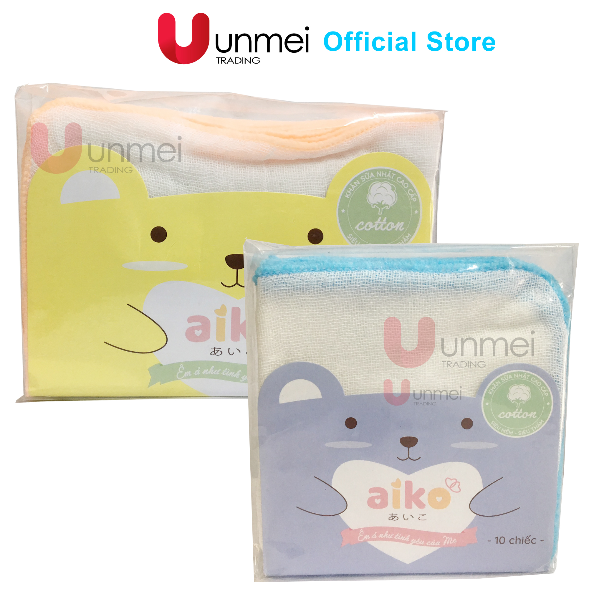 Combo 10 khăn sữa Xuất Nhật cao cấp Aiko 3 lớp