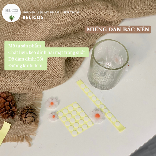 Miếng dán bấc nến trong suốt - Keo dán đế bấc 2 mặt