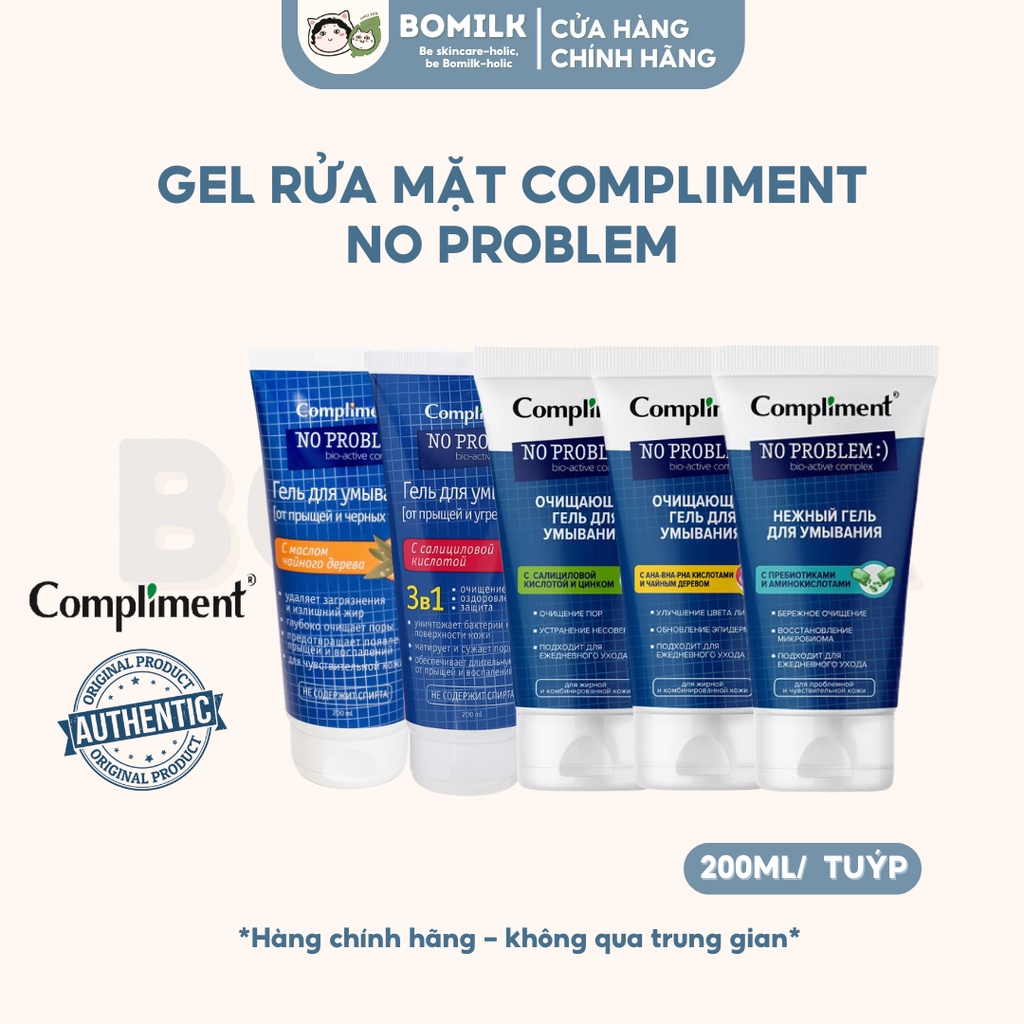 Gel rửa mặt Compliment No Problem - làm sạch da sâu, giảm mụn