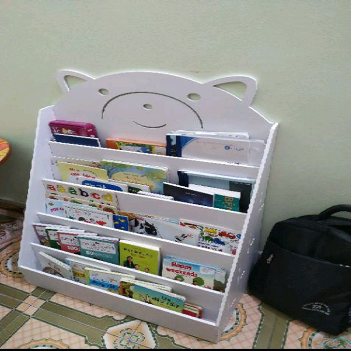Kệ sách hình gấu cho bé full bộ kèm vít bắt (Size nhỡ chất liệu formex)