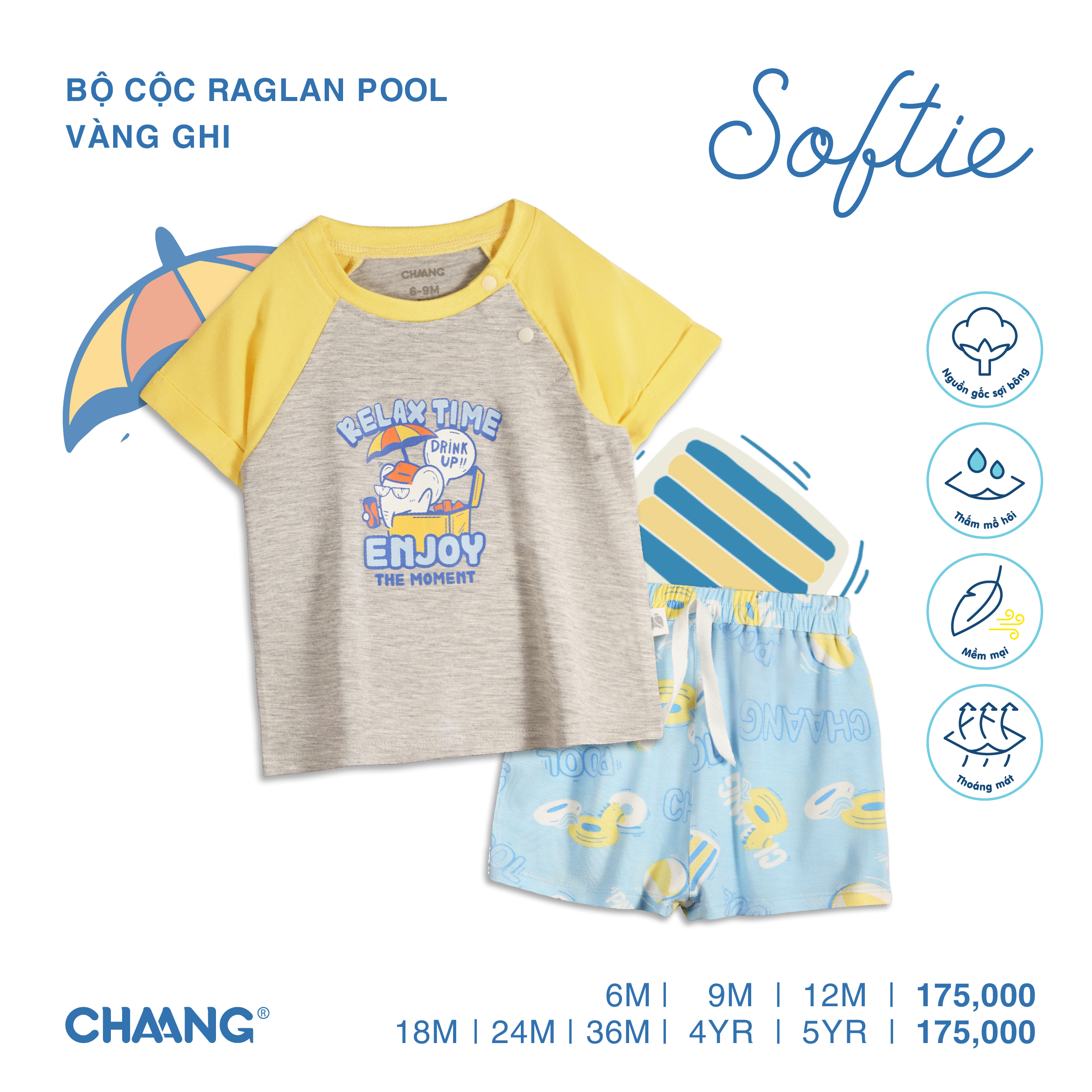 Bộ cộc raglan bé trai Pool Chaang