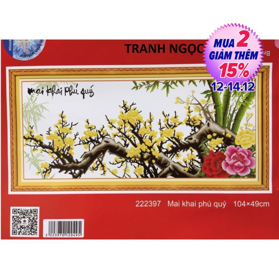 Tranh thêu cành mai vàng mai khai phú quý-104.49