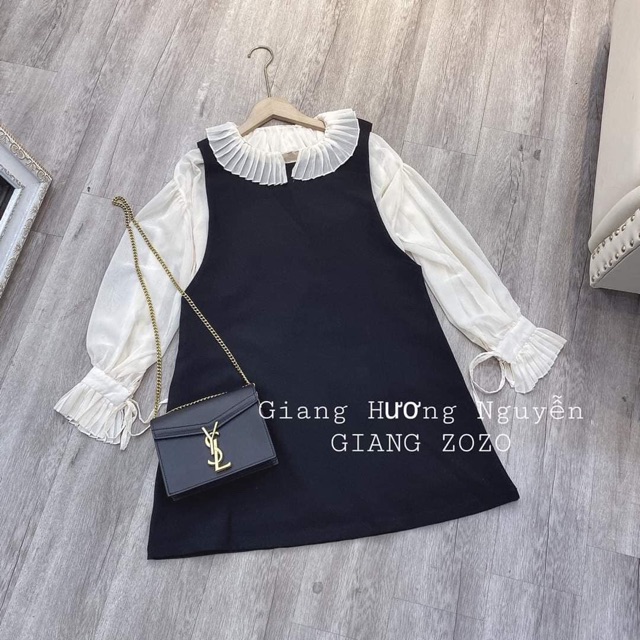 Váy Sơ Mi Dập Ly Kèm Yếm Hot