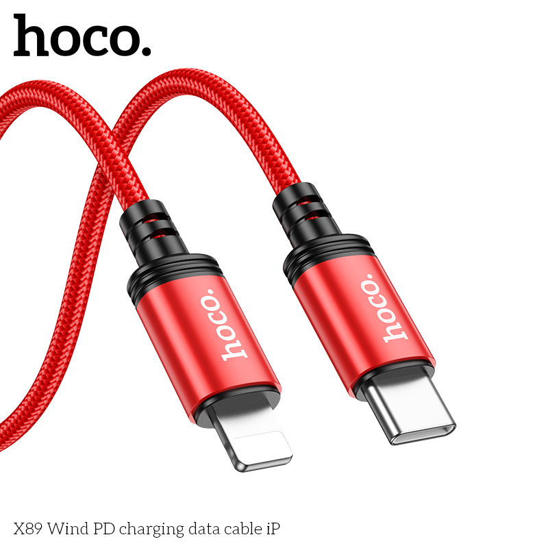 Cáp sạc dây dù Hoco X89 TypeC to TypeC 60W / TypeC to Lightning 20W dài 1M (Đen) - Nhất Tín Computer