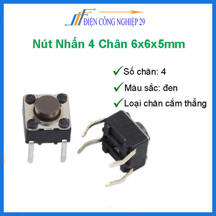 Nút Nhấn 4 Chân 6x6x5mm