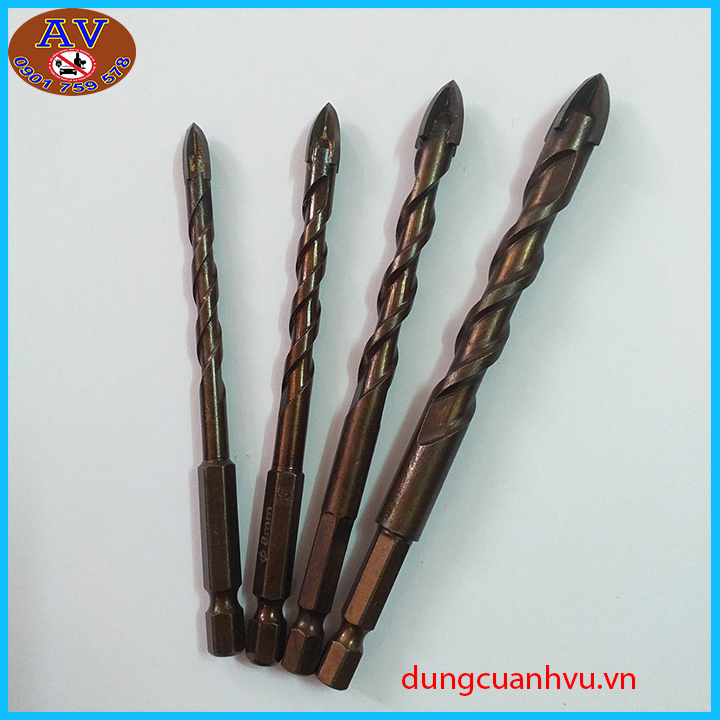 Bộ 4 mũi khoan kính đa năng 4 cạnh khoan kính,thủy tinh,gạch men