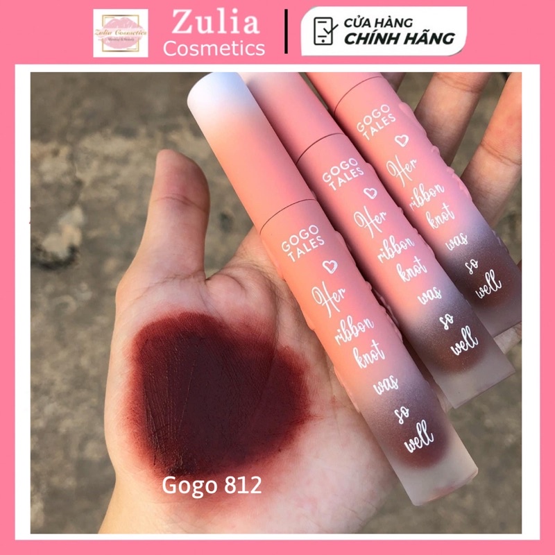 Son kem lỳ gogo tales pink nơ màu đỏ nâu trầm 812