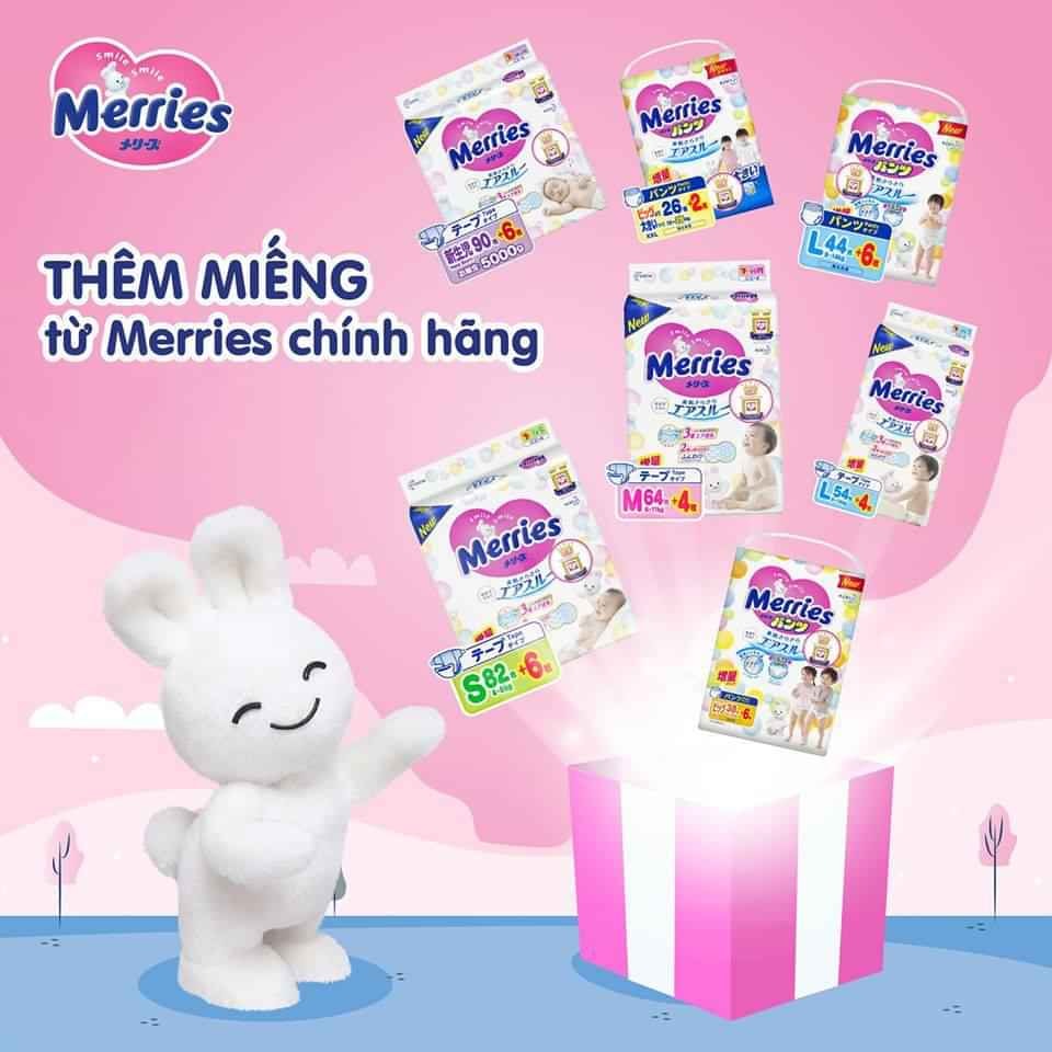 Bỉm/Tã dán Merries + miếng nội địa nhật đủ size NB90/S88/M68