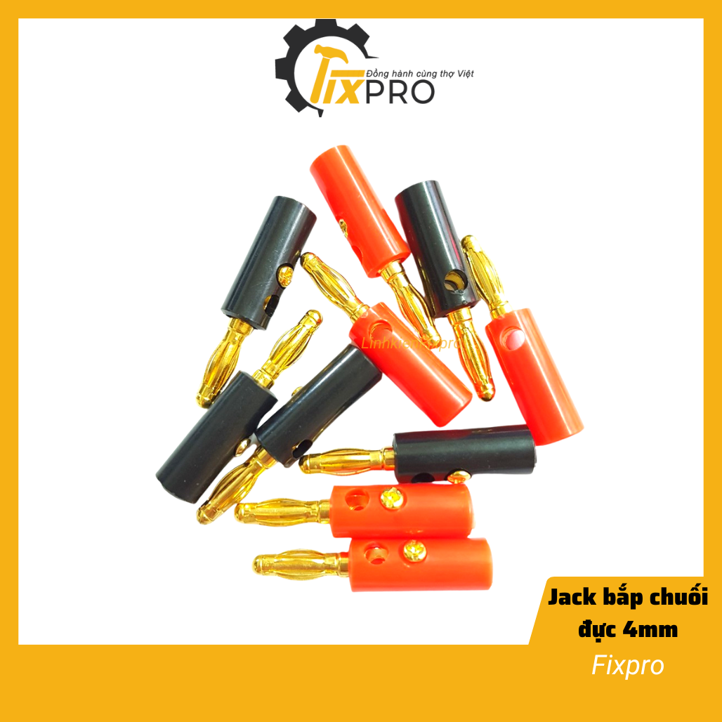 (5 Pieces) 4mm Male Banana Jack, Black Gold-Plated