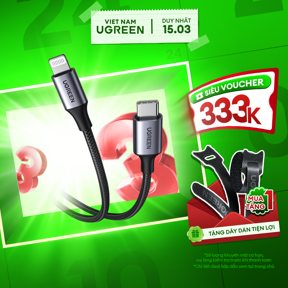 Cáp sạc USB C sang Lightning PD20W Ugreen US304 chuẩn MFi | Sạc nhanh cho Iphone 14 13 12 Pro Max | Tốc độ truyền 480Mbps | Bảo Hành 18 Tháng 1 Đổi 1 | 60759 60760 60761 60757 60758 60762 70523 70524 70525