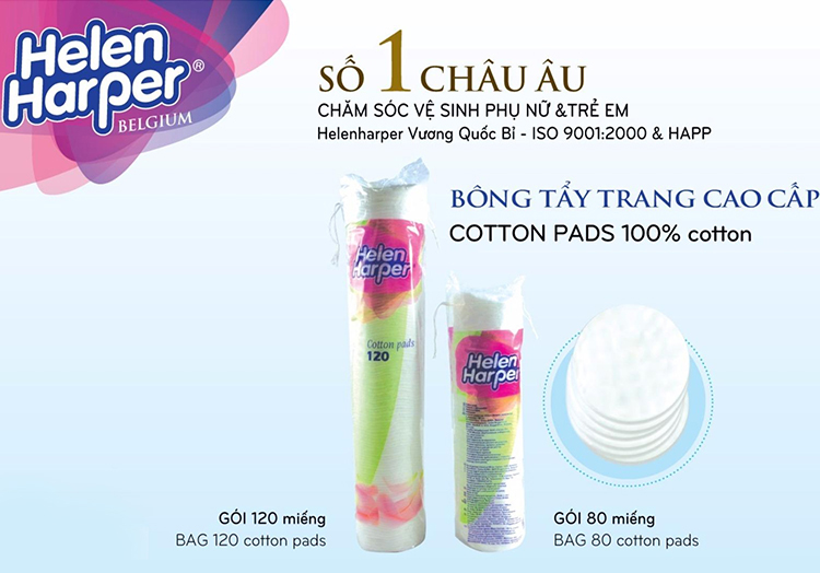 BÔNG TẨY TRANG HELEN HARPER (120 Miếng/gói)