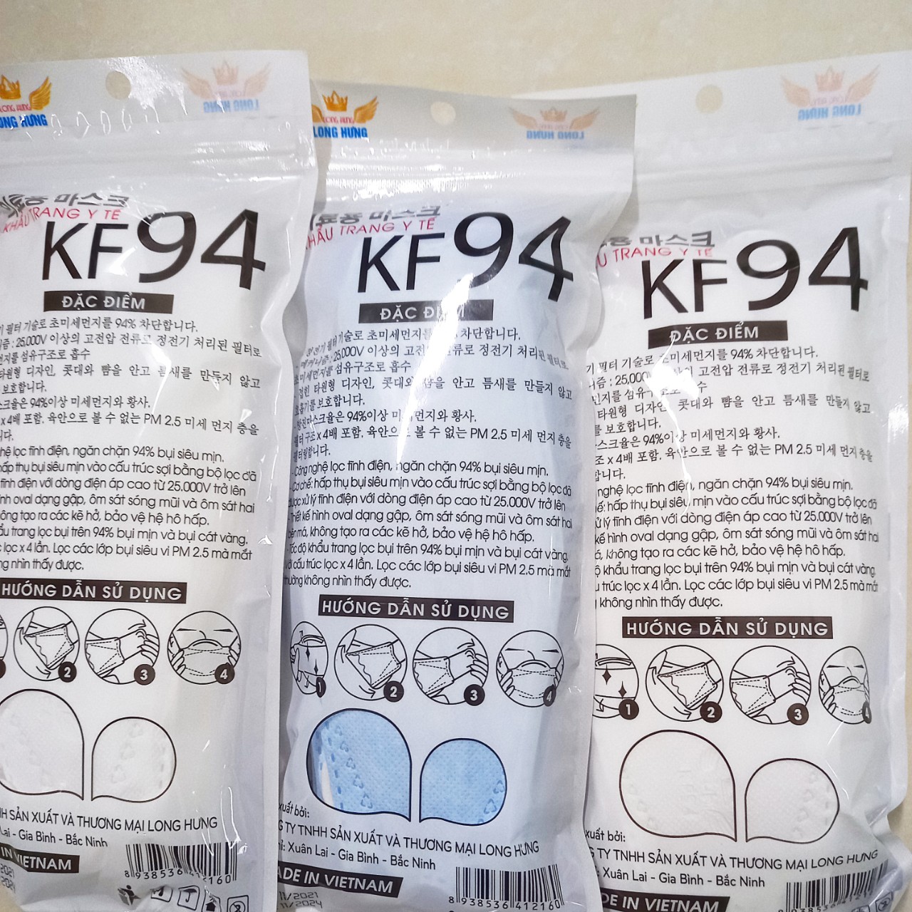 Khẩu trang y tế đẹp 4D KT94 Long hưng (túi 10 cái)