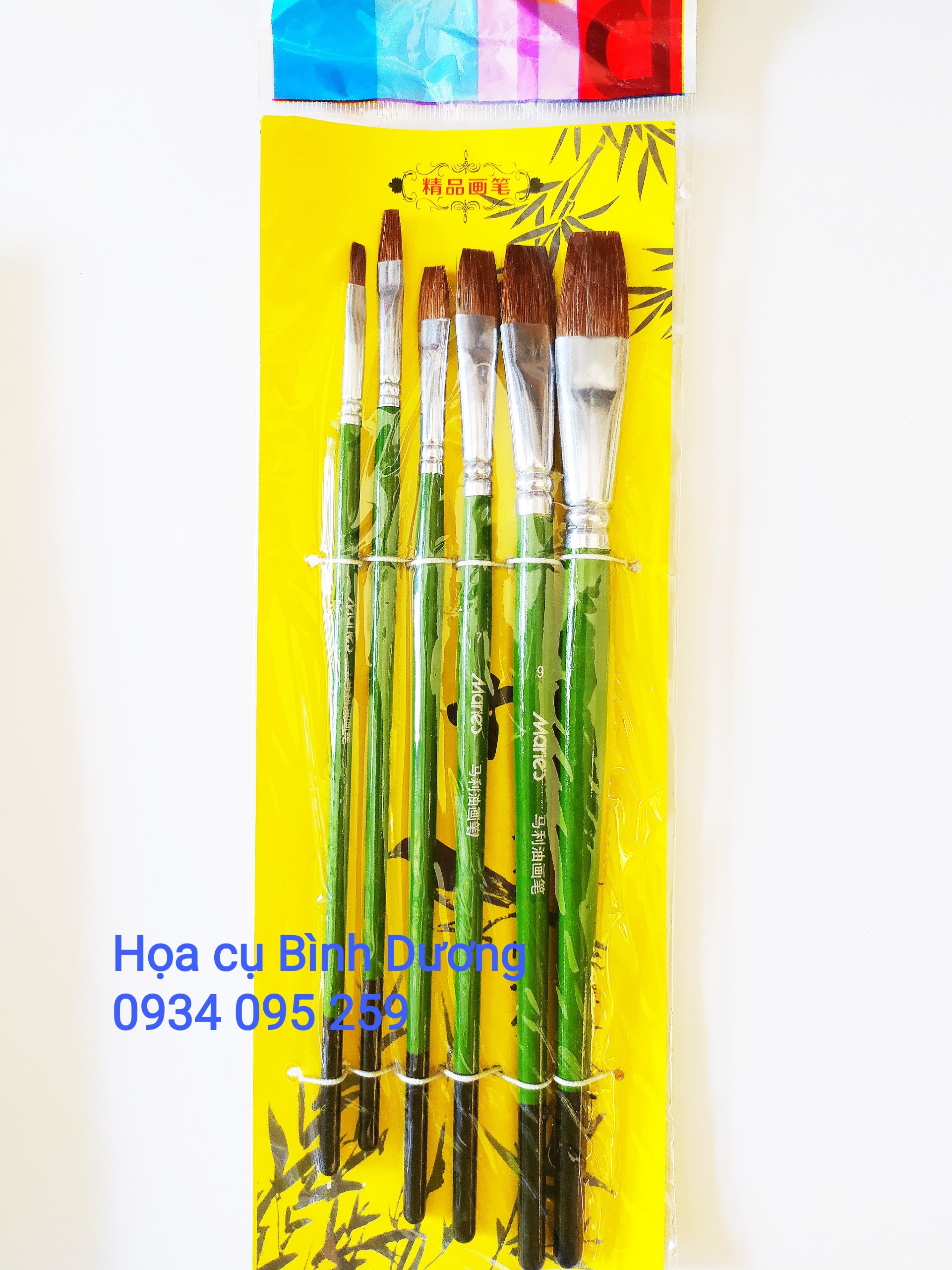 Bộ cọ đầu vuông Maries cán xanh lá (cán ngắn)