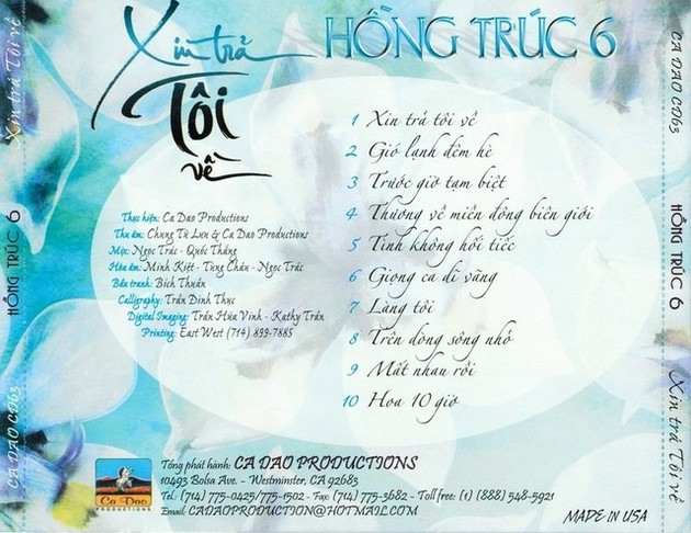 Ca Dao CD 063 - Hồng Trúc 6 (Xin Trả Tôi Về)