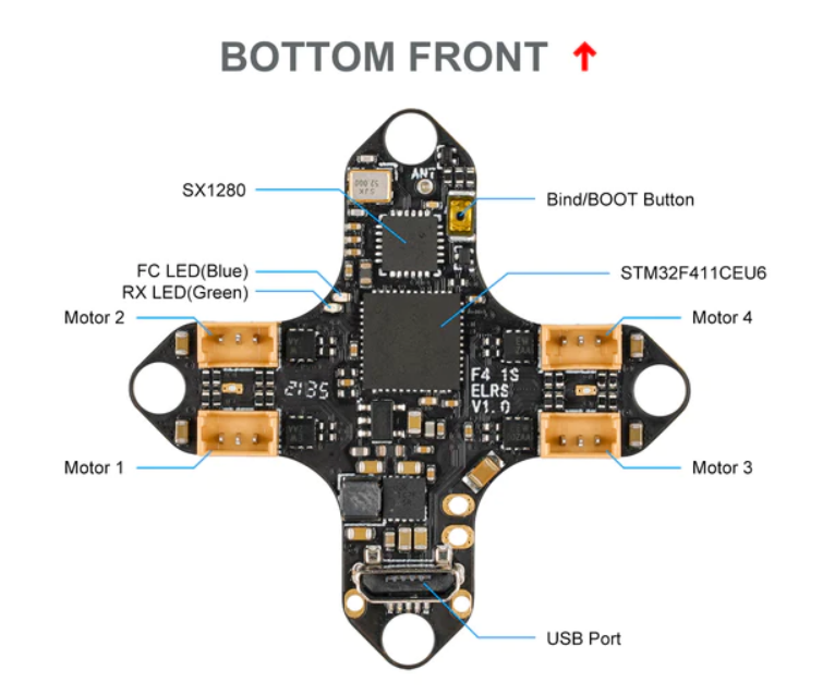 Mạch F4 1S 5A AIO Brushless Flight Controller (ELRS 2.4G) cho drone Meteor65/75