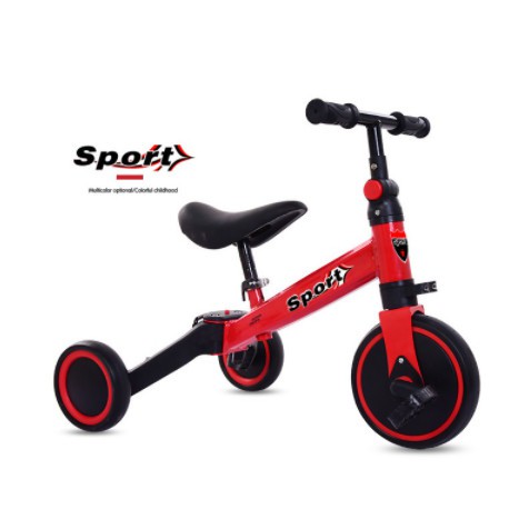 Xe đạp 3 bánh cho bé từ 1.5 tuổi đến 3 tuổi sport Xe chòi chân thăng bằng có bàn đạp điều chỉnh độ cao yên xe, gấp gọn